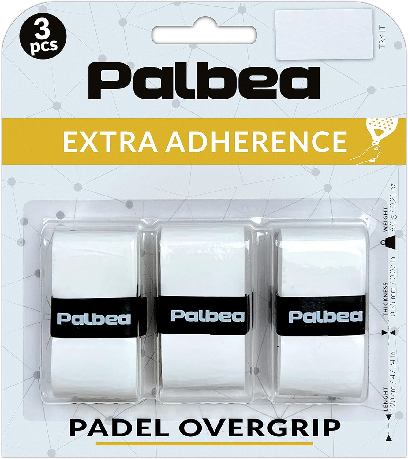 Palbea White OverGrip - Paquete de 3