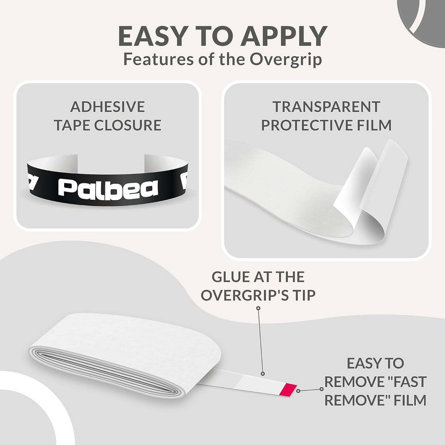 Palbea White OverGrip - Paquete de 3